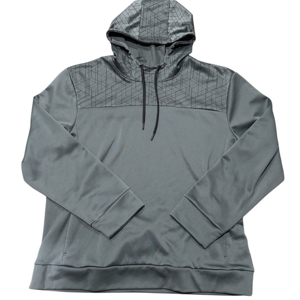 MTA Sport Geometric Pattern Gray Hoodie Pullover Long Sleeve Sweatshirt Large